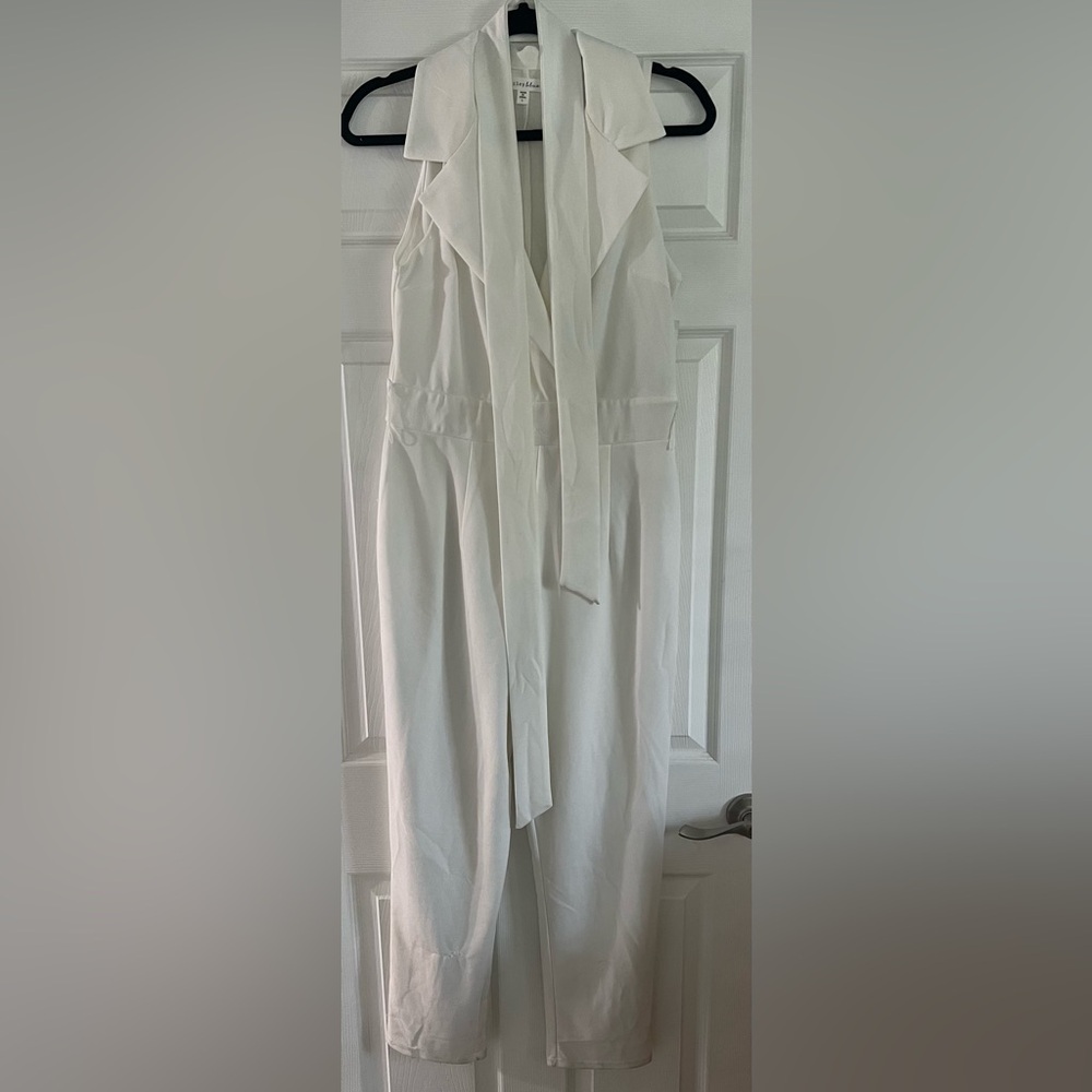 NWT White Belted Jumpsuit